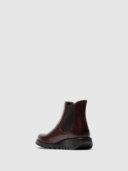 Botins Chelsea em pele FLY London SALV vinho