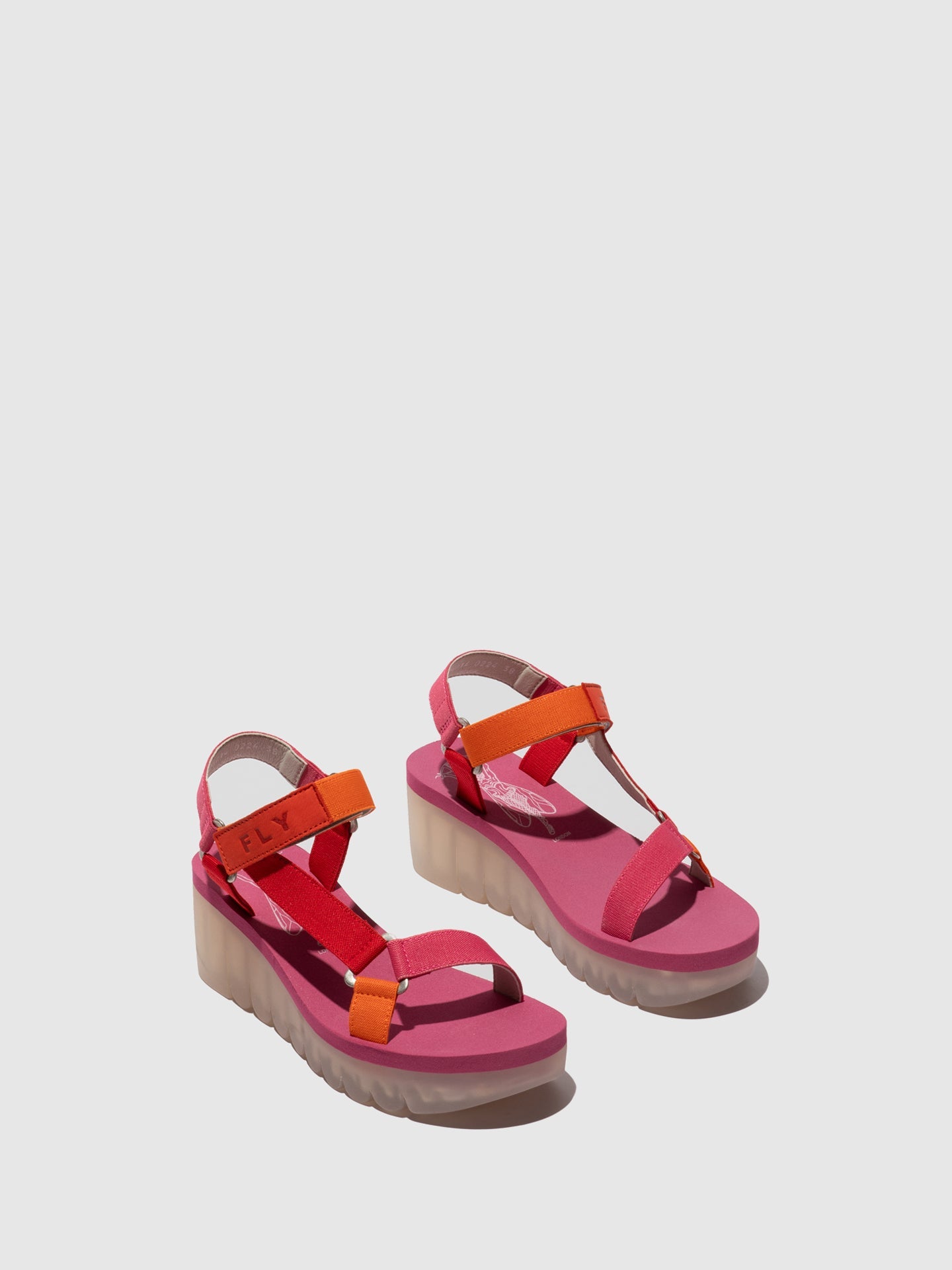 Sandálias em pele e tecido FLY London YEFA multicolor vermelho