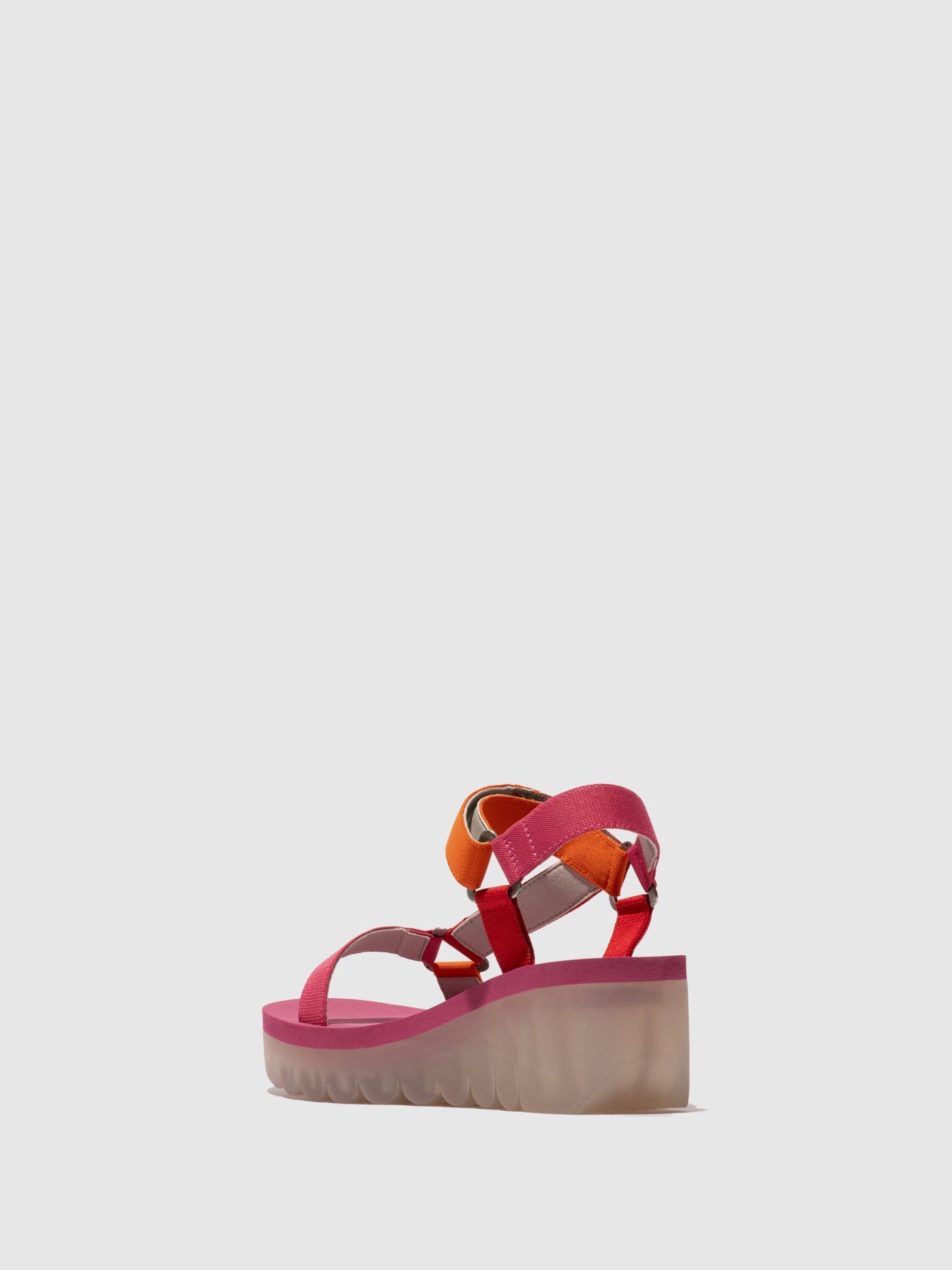 Sandálias em pele e tecido FLY London YEFA multicolor vermelho