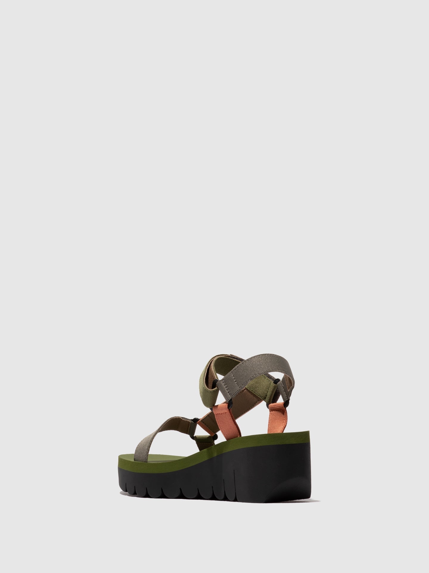 Sandálias em pele e tecido FLY London YEFA multicolor verde