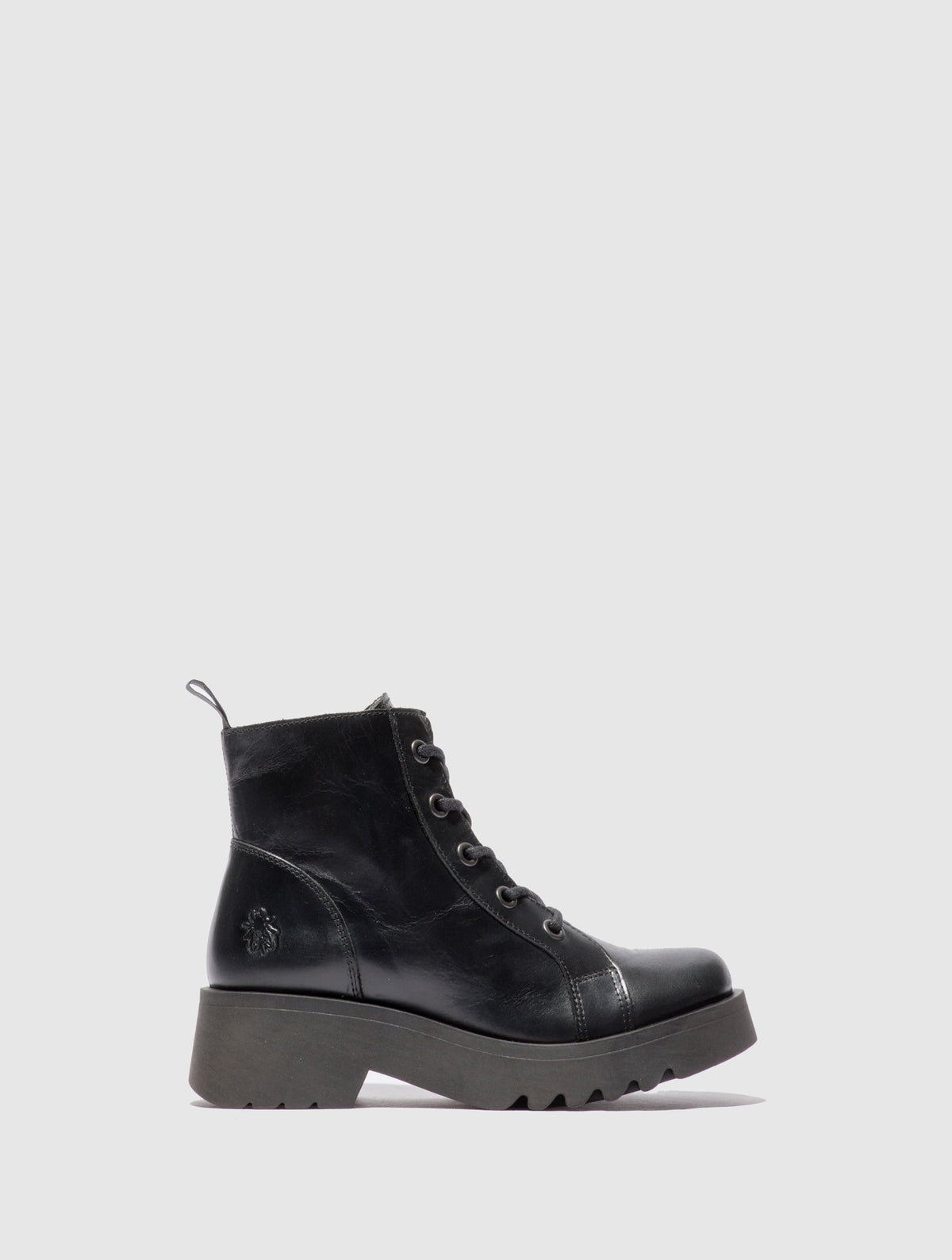 Botins com atacadores em pele FLY London METZ rug preto