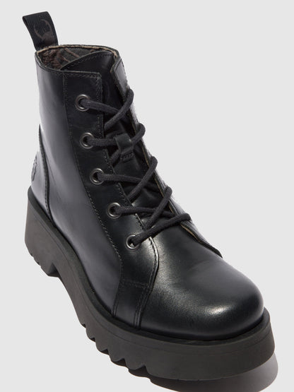 Botins com atacadores em pele FLY London METZ rug preto