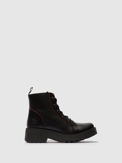 Botins com atacadores em pele FLY London METZ preto/vermelho