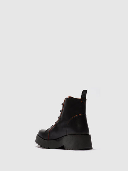 Botins com atacadores em pele FLY London METZ preto/vermelho