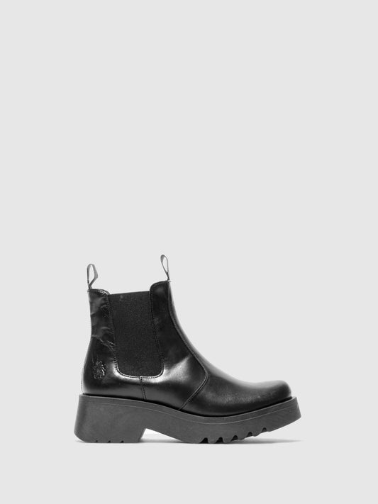 Botins Chelsea em pele FLY London MEDI rug preto