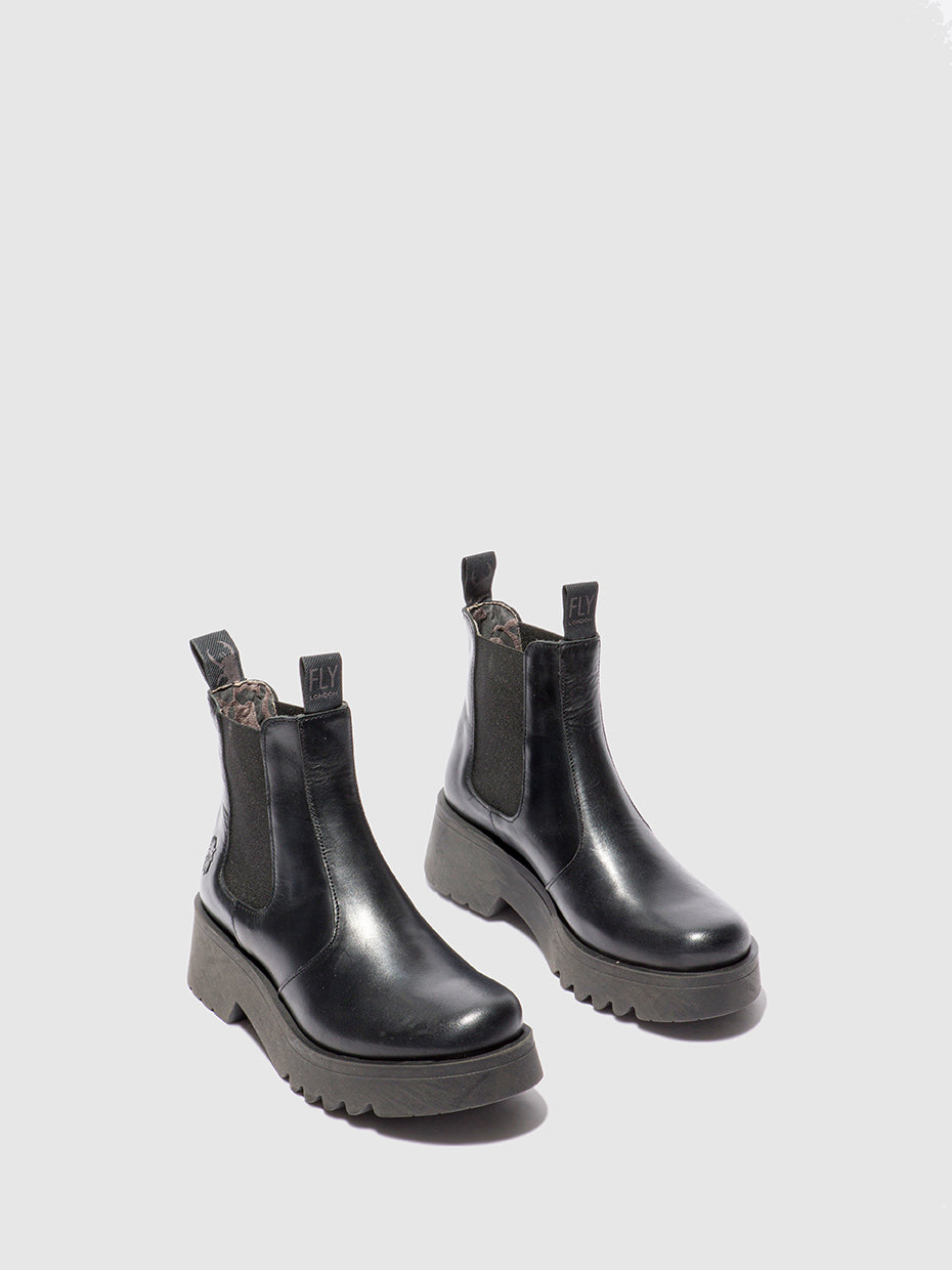 Botins Chelsea em pele FLY London MEDI rug preto