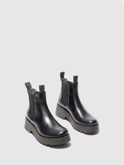 Botins Chelsea em pele FLY London MEDI rug preto