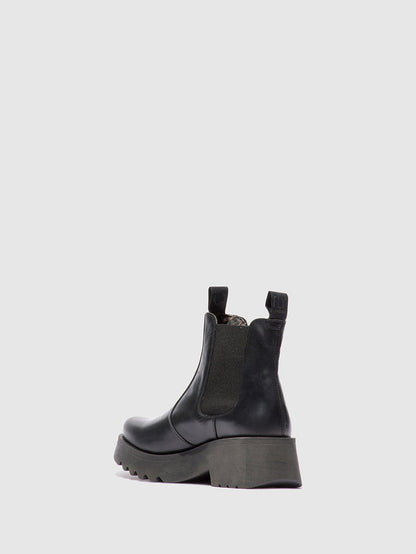 Botins Chelsea em pele FLY London MEDI rug preto
