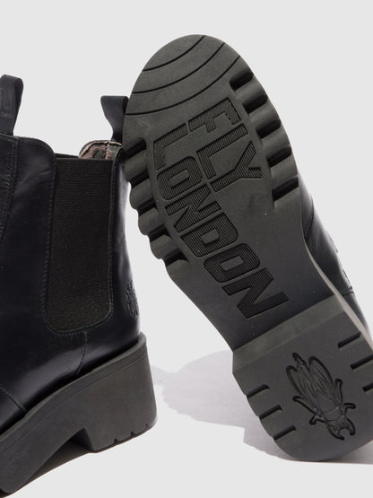 Botins Chelsea em pele FLY London MEDI rug preto