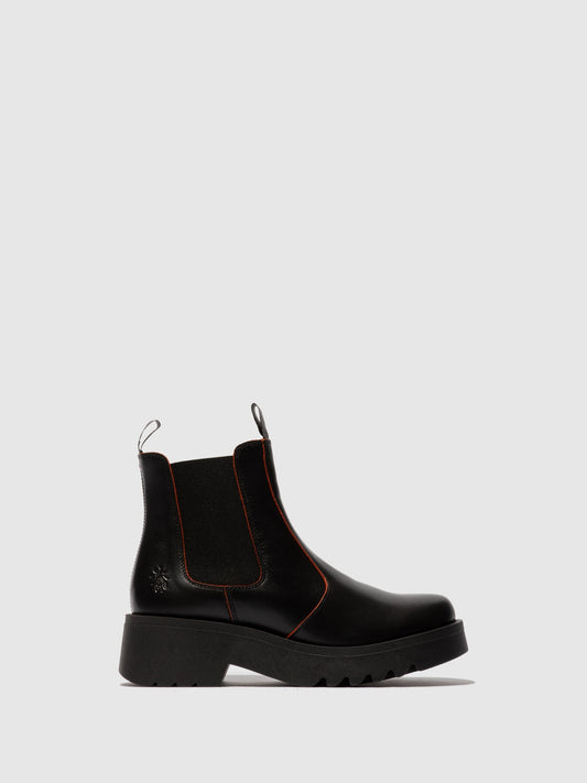 Botins Chelsea em pele FLY London MEDI preto/vermelho