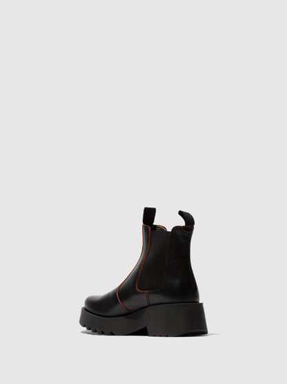 Botins Chelsea em pele FLY London MEDI preto/vermelho