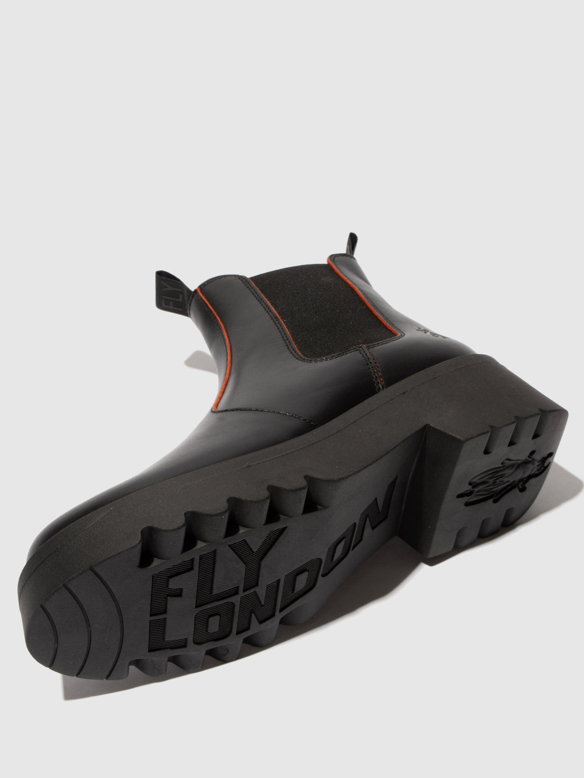 Botins Chelsea em pele FLY London MEDI preto/vermelho