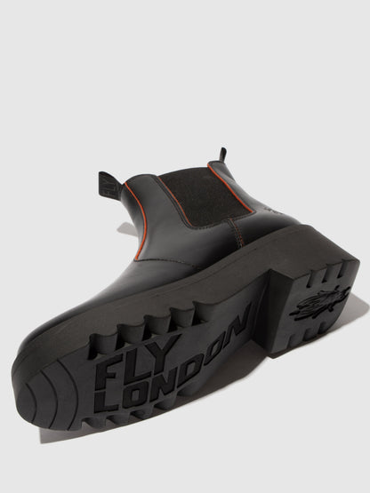 Botins Chelsea em pele FLY London MEDI preto/vermelho