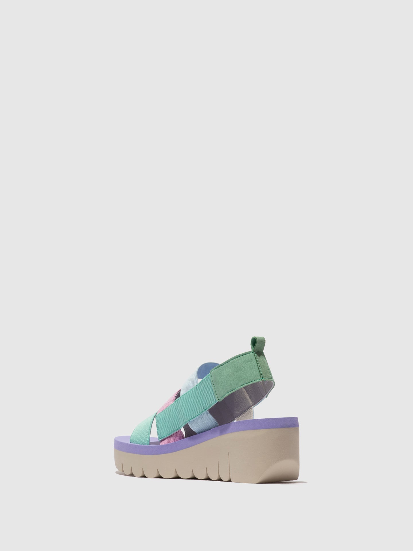 Sandálias em pele e tecido FLY London YERE menta multicolor