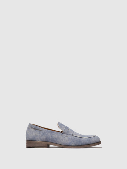 Mocassins clássicos em pele e ganga FLY London CHUV azul jeans