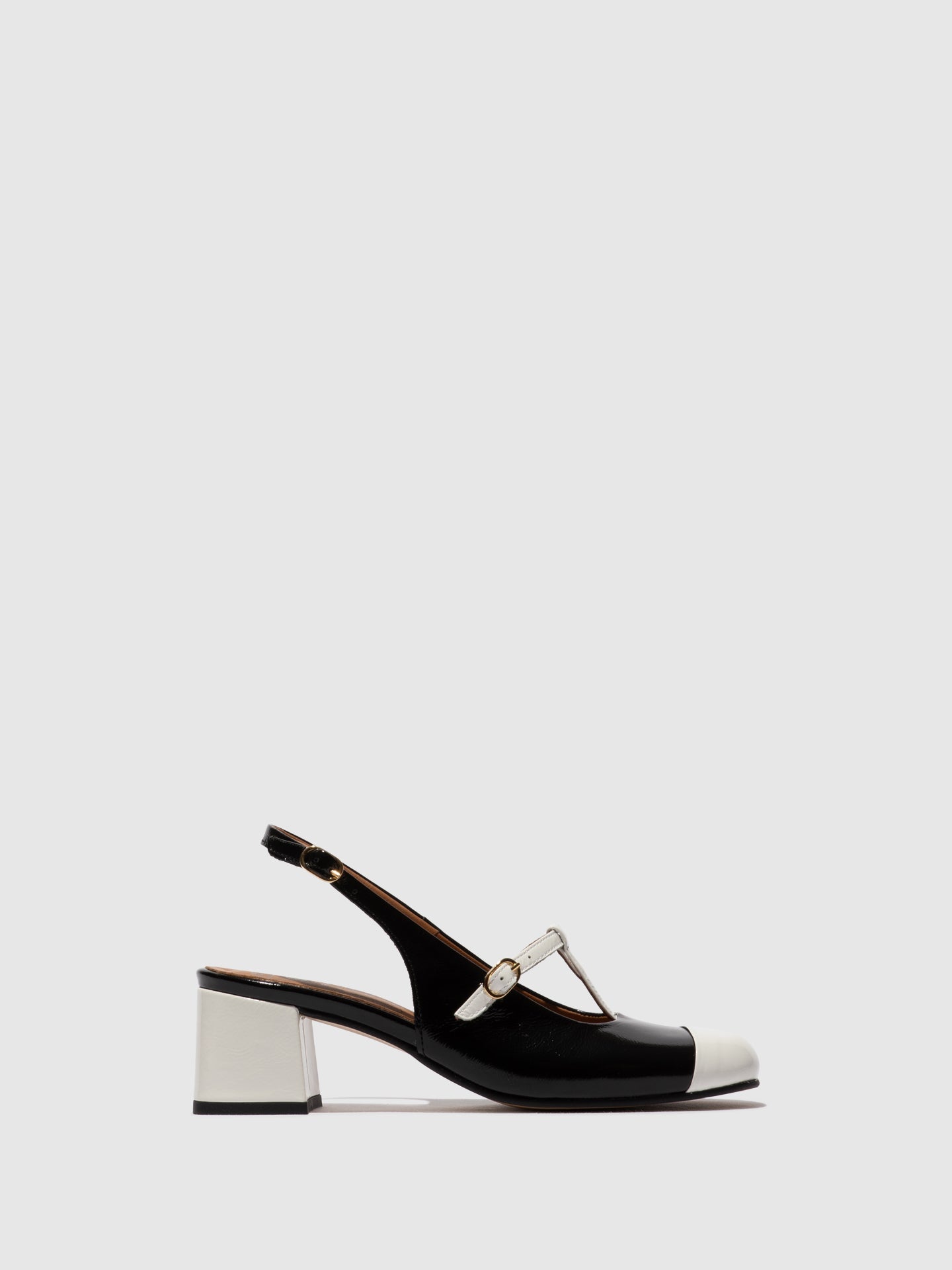 Sandálias em pele verniz FLY London SOLN offwhite preto