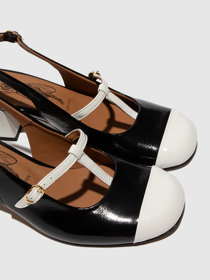 Sandálias em pele verniz FLY London SOLN offwhite preto