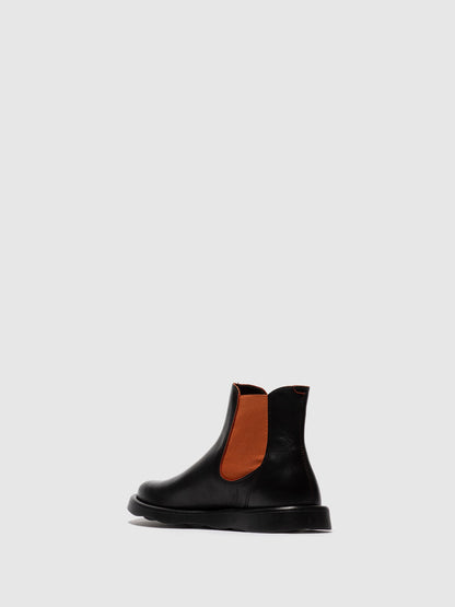 Botins Chelsea em pele FLY London TICH preto/vermelho