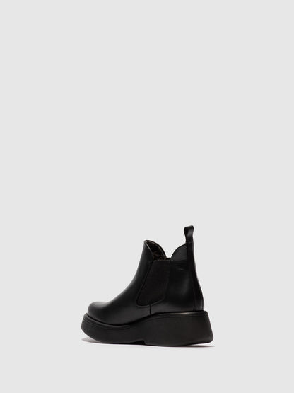Botins Chelsea em pele FLY London MULK rug preto