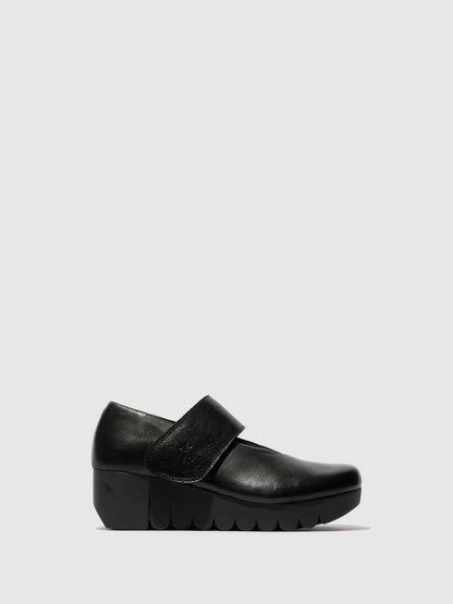Sapatos em pele com velcro FLY London VARI preto