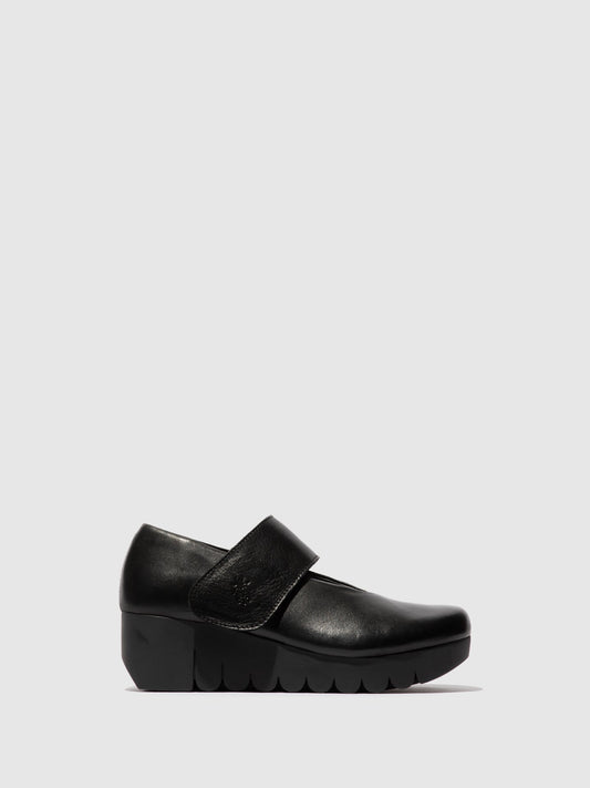 Sapatos em pele com velcro FLY London VARI preto