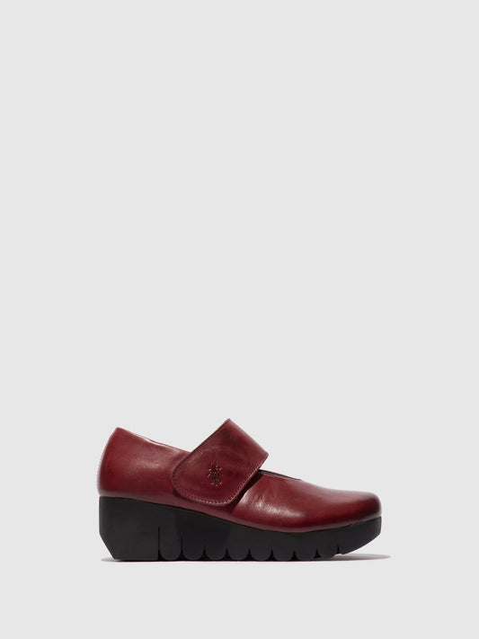 Sapatos em pele com velcro FLY London VARI bordô