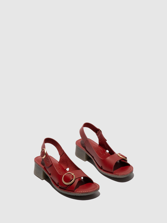 Sandálias em pele FLY London EDOV vermelho bordô