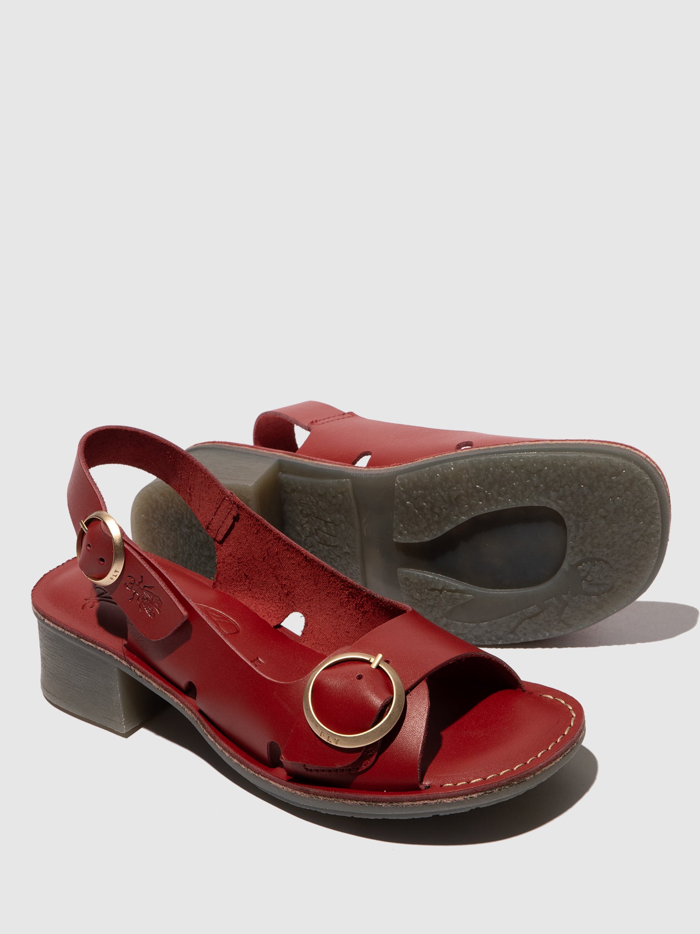 Sandálias em pele FLY London EDOV vermelho bordô