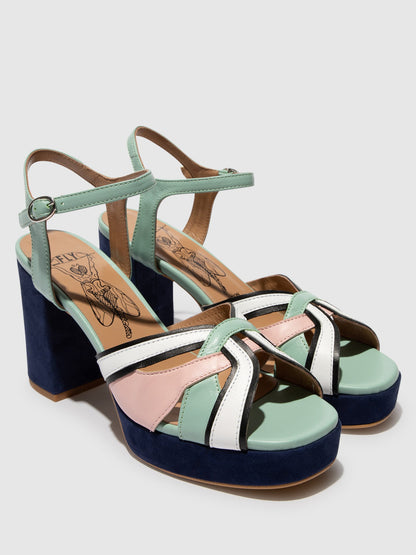 Sandálias em pele FLY London EZUI multicolor menta