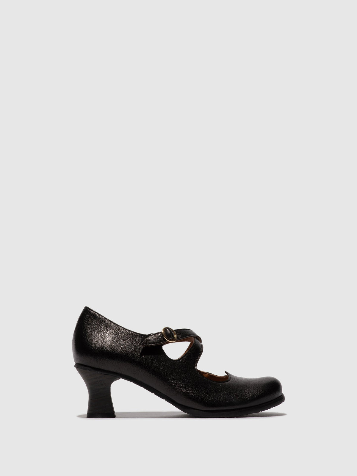 Sapatos de salto médio em pele FLY London BAIV mousse preto