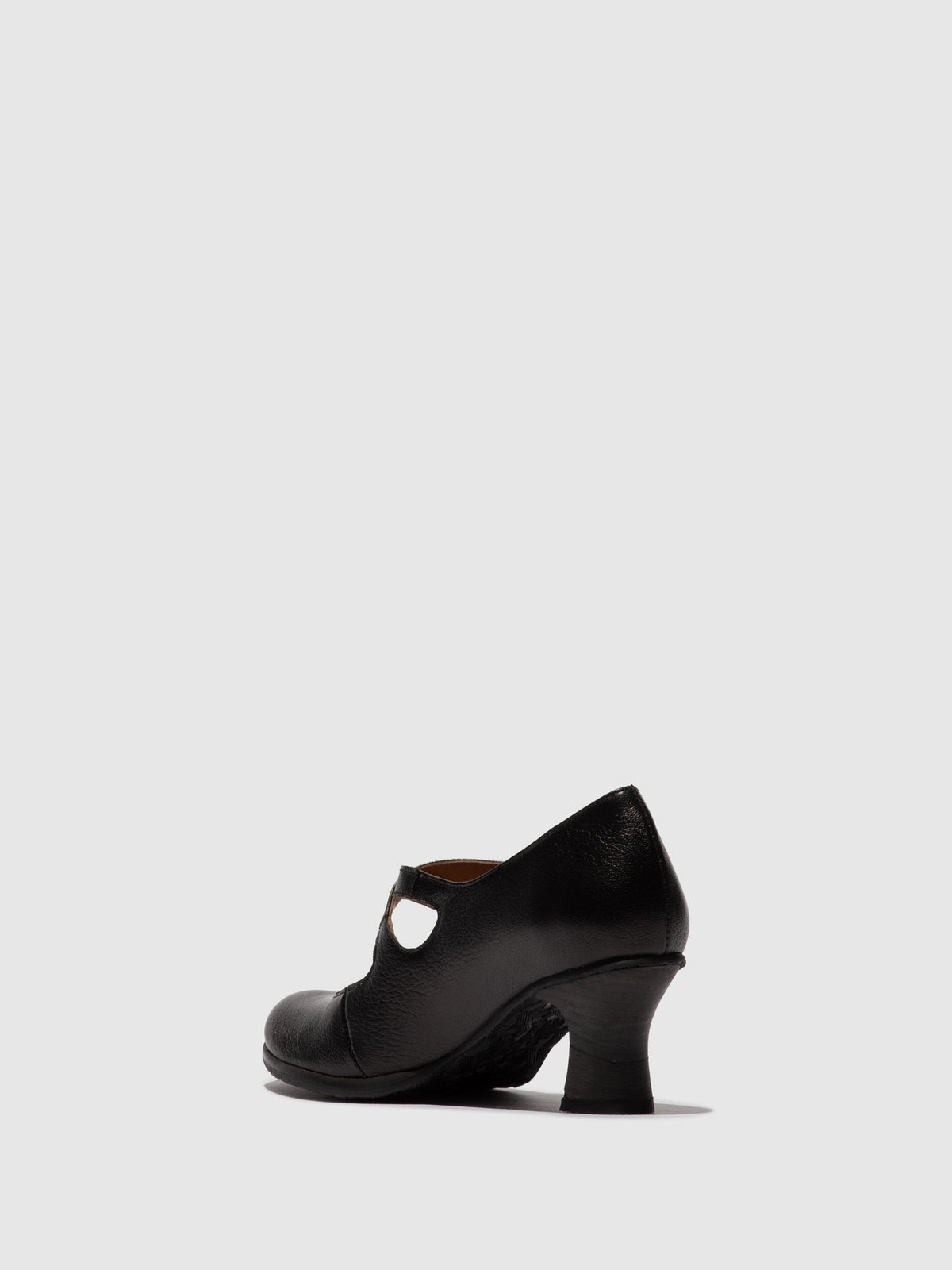 Sapatos de salto médio em pele FLY London BAIV mousse preto