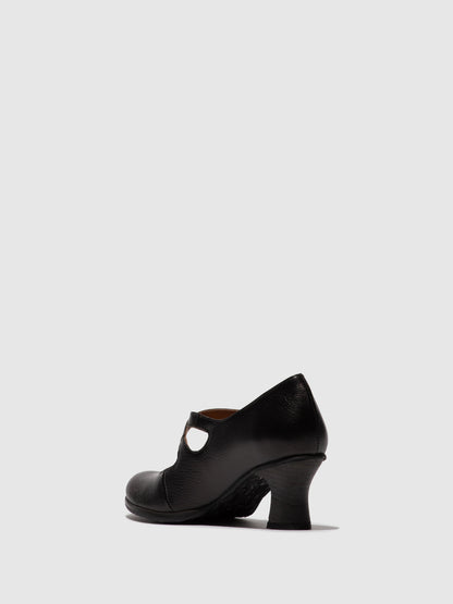 Sapatos de salto médio em pele FLY London BAIV mousse preto