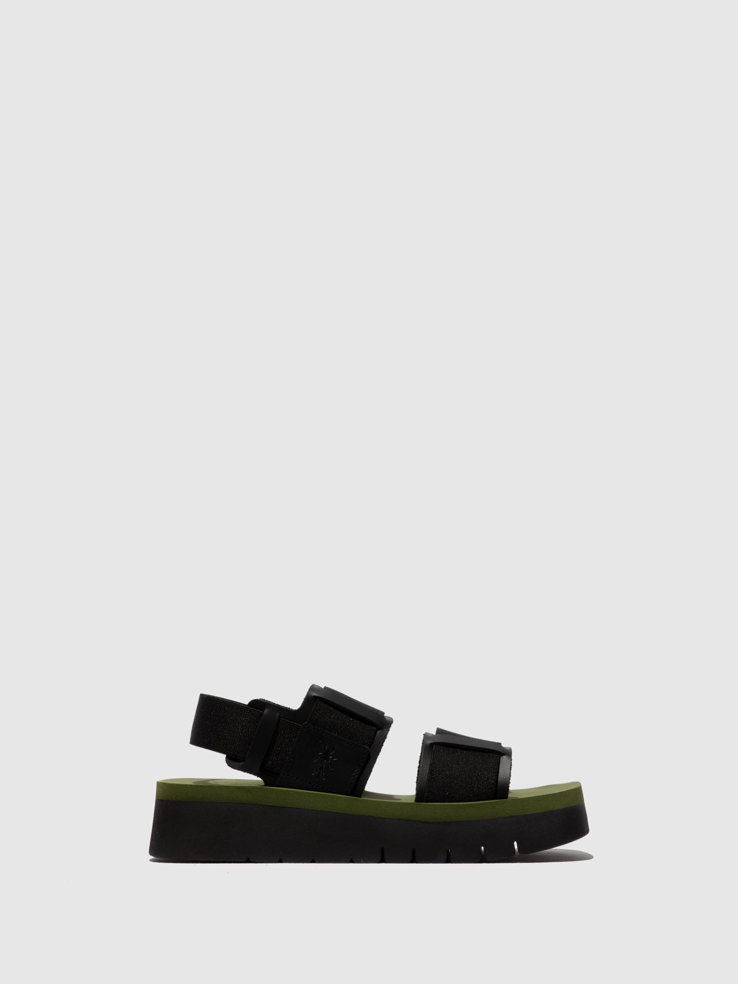 Sandálias em pele FLY London SORU preto verde militar
