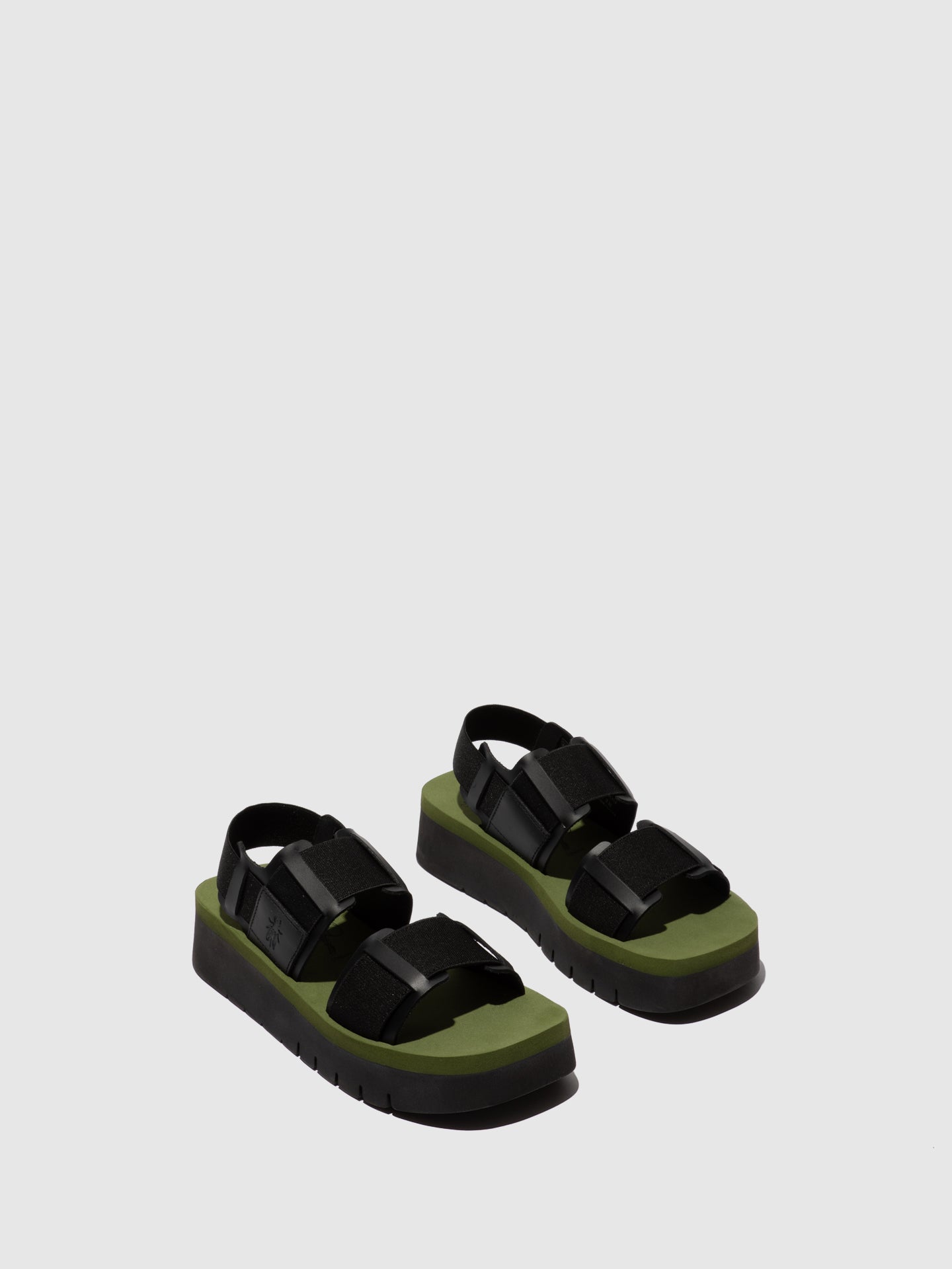 Sandálias em pele FLY London SORU preto verde militar