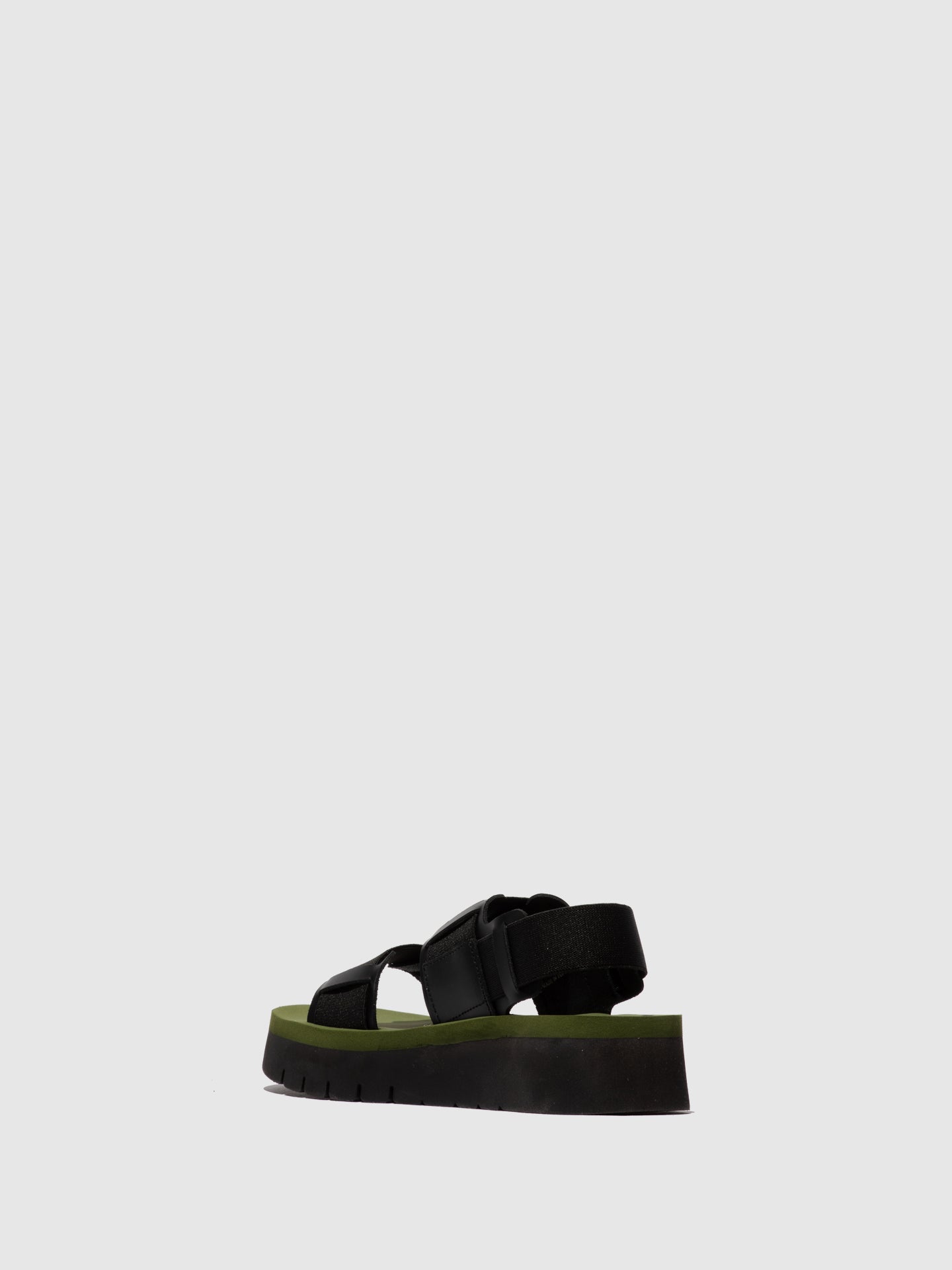 Sandálias em pele FLY London SORU preto verde militar