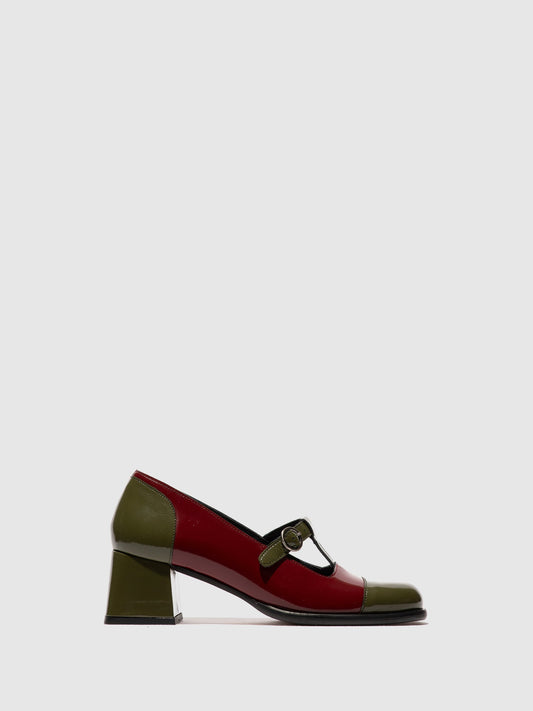 Sapatos em pele verniz FLY London SOLF bordô verde militar