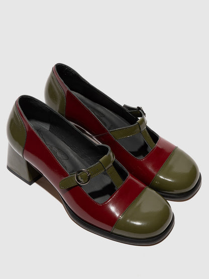 Sapatos em pele verniz FLY London SOLF bordô verde militar