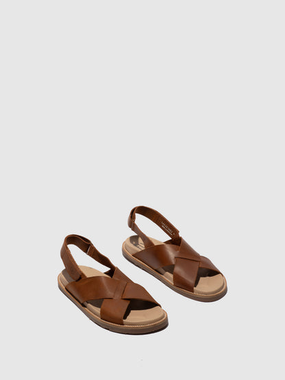 Sandálias em pele FLY London MARM camel