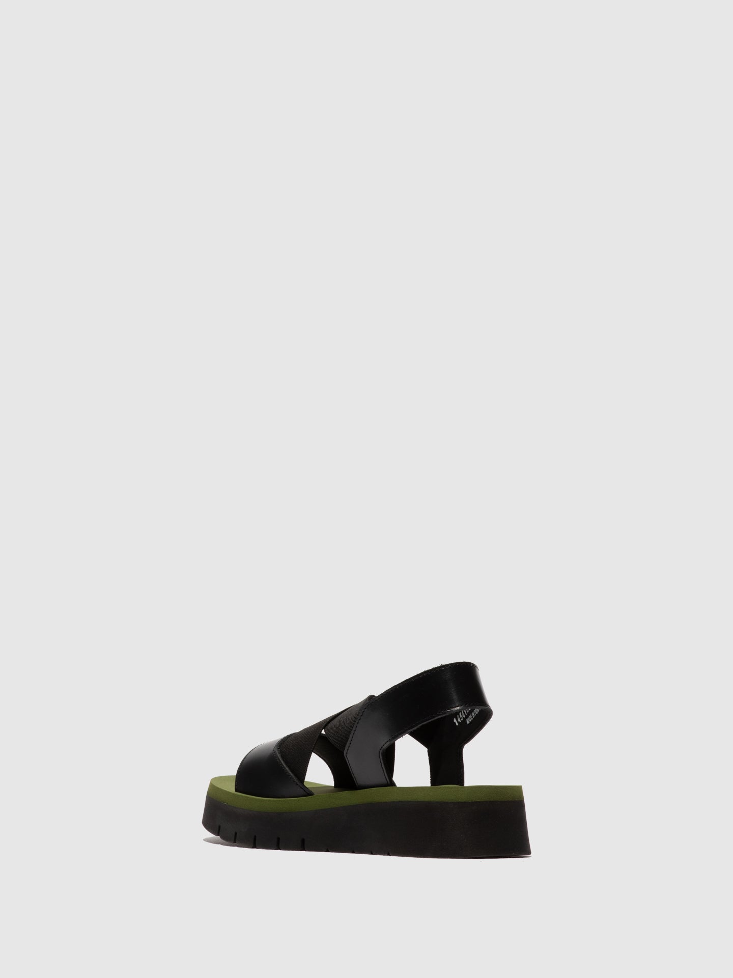 Sandálias em pele FLY London SERK preto verde militar