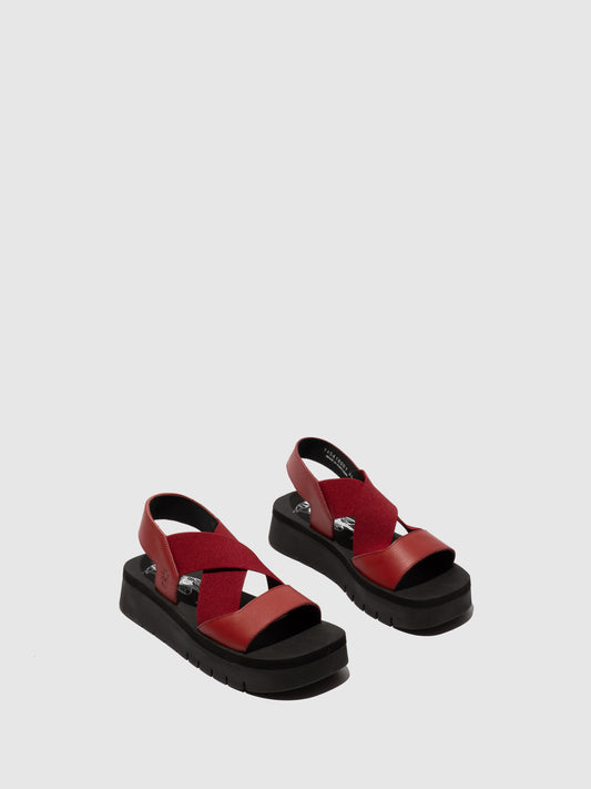 Sandálias em pele FLY London SERK vermelho bordô