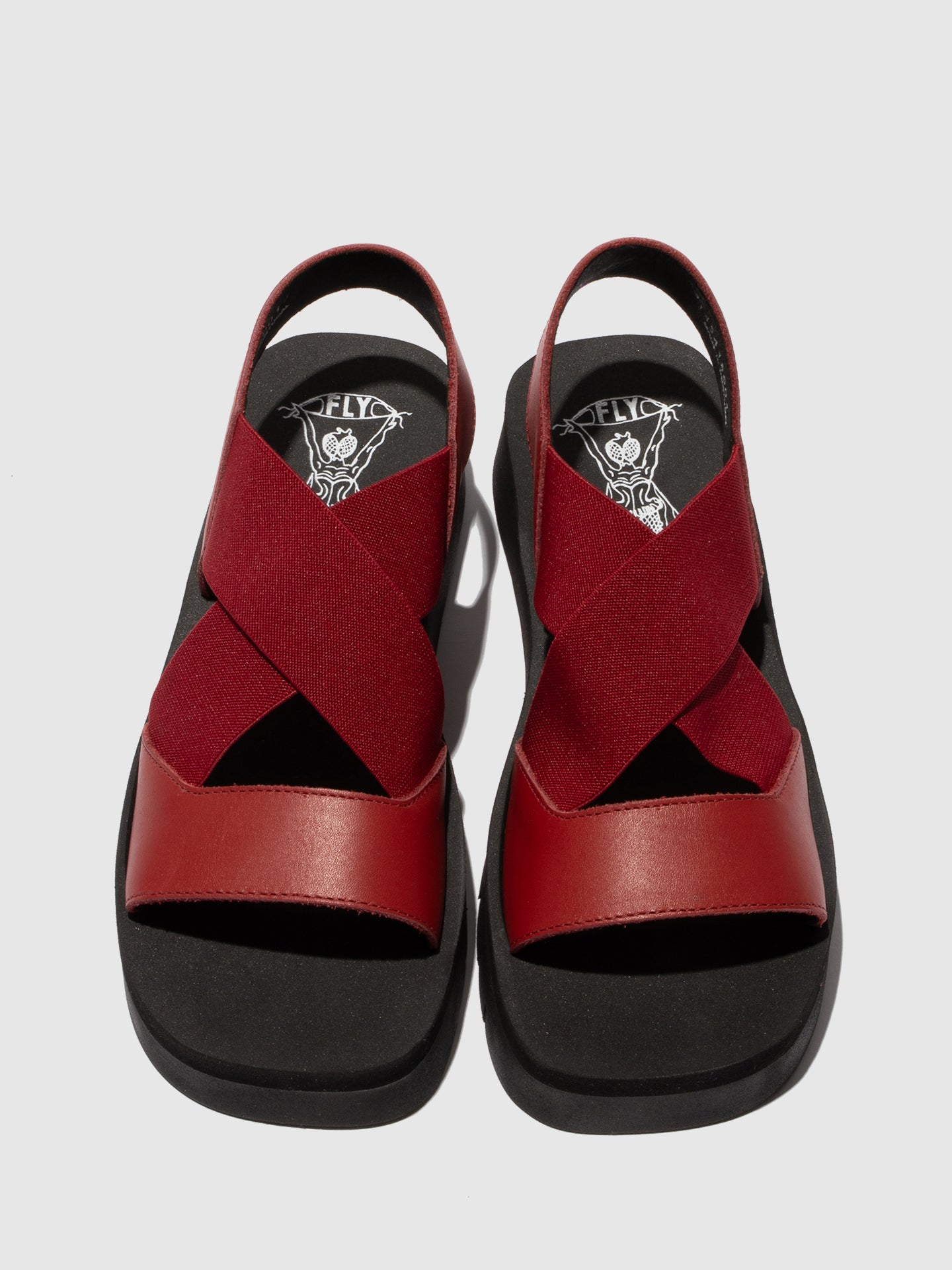 Sandálias em pele FLY London SERK vermelho bordô