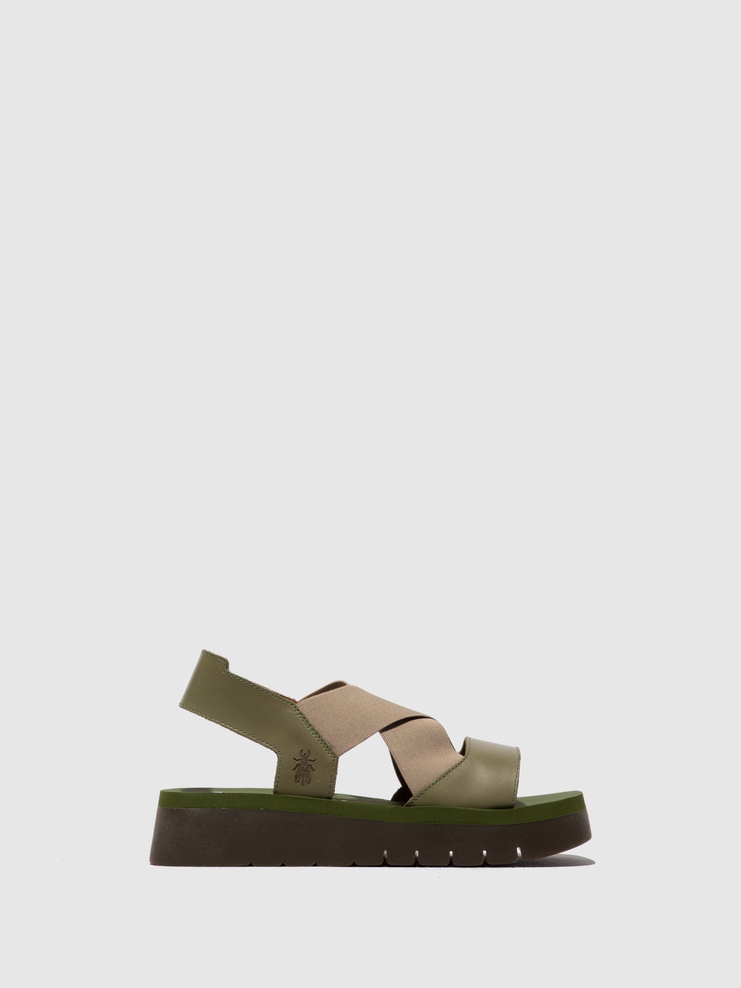 Sandálias em pele FLY London SERK smog taupe verde militar