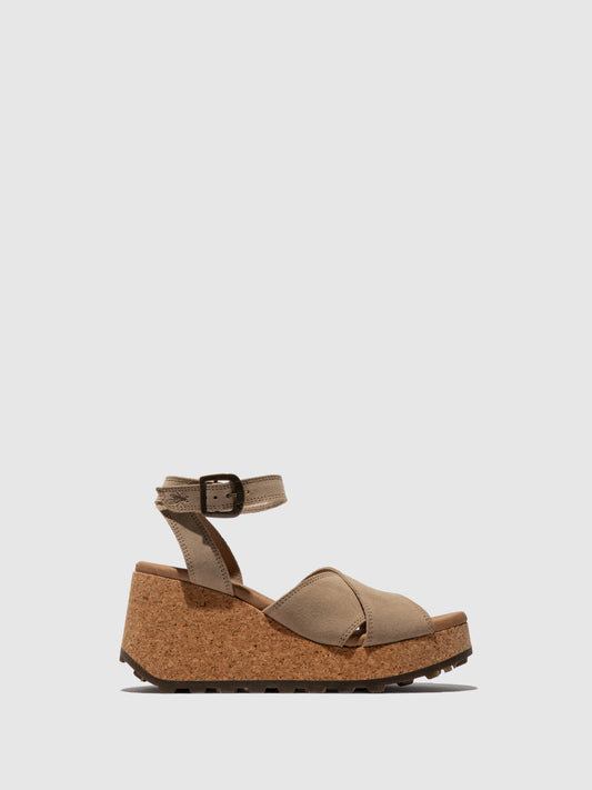 Sandálias em pele FLY London DONY taupe