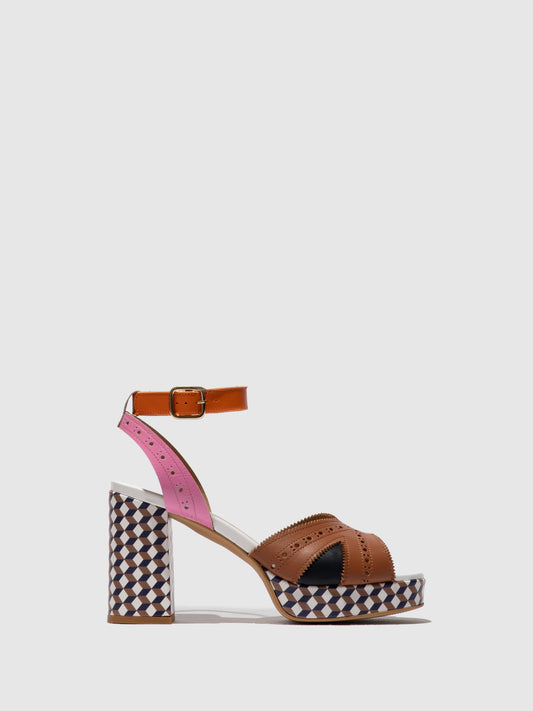 Sandálias em pele FLY London EBAN multicolor camel