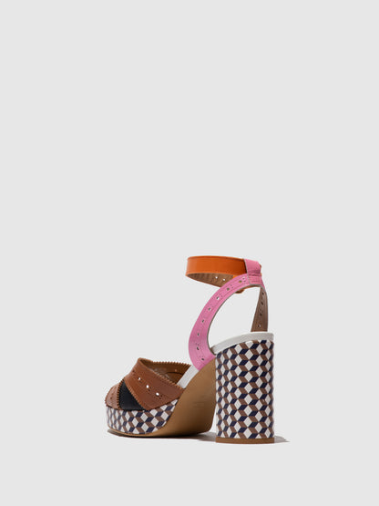 Sandálias em pele FLY London EBAN multicolor camel