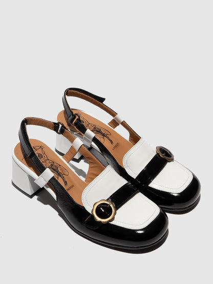 Sandálias em pele verniz FLY London PEMY offwhite preto