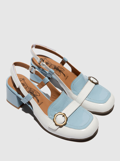 Sandálias em pele verniz FLY London PEMY azul céu offwhite