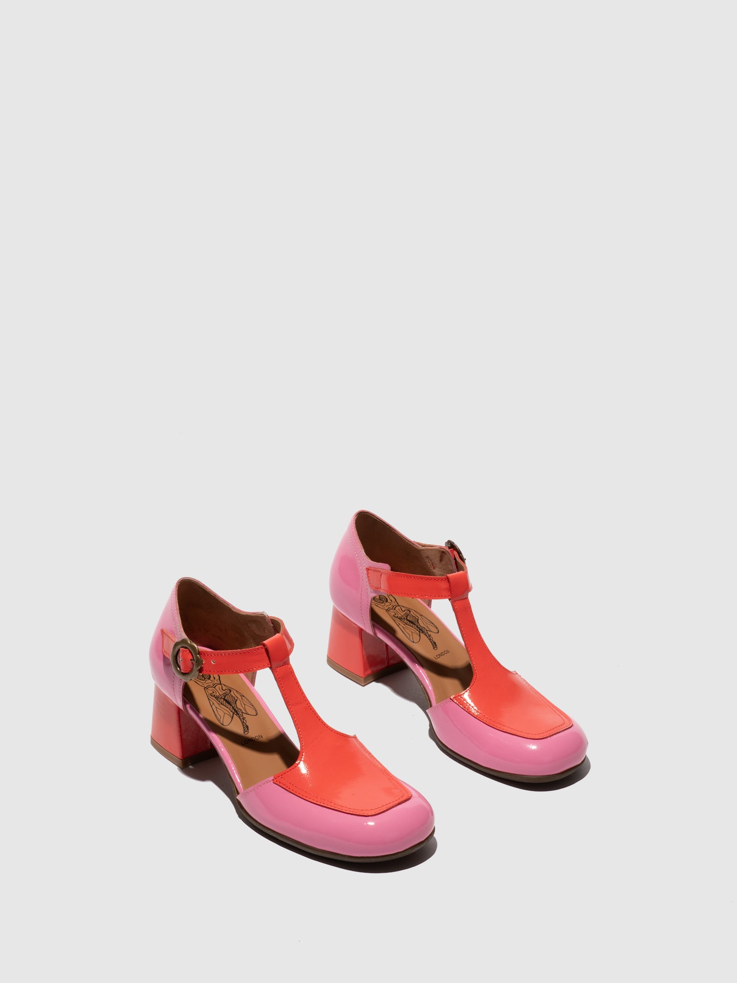 Sapatos em pele verniz FLY London POLK rosa escarlate