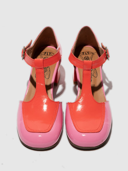 Sapatos em pele verniz FLY London POLK rosa escarlate