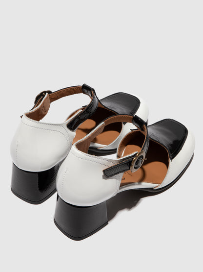 Sapatos em pele verniz FLY London POLK offwhite preto